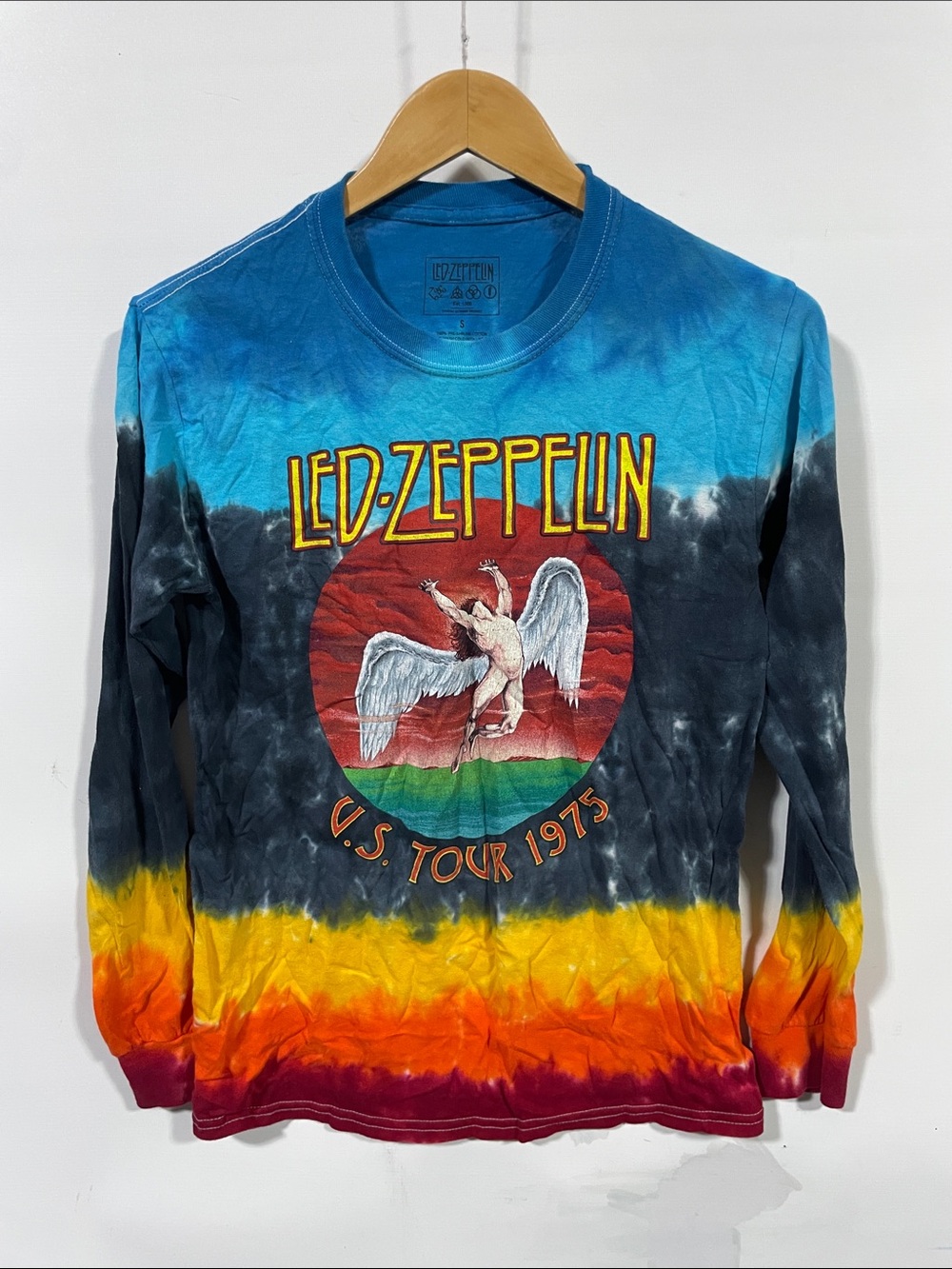 Led Zeppelin Mens Long Sleeve Graphic Tee in Blue